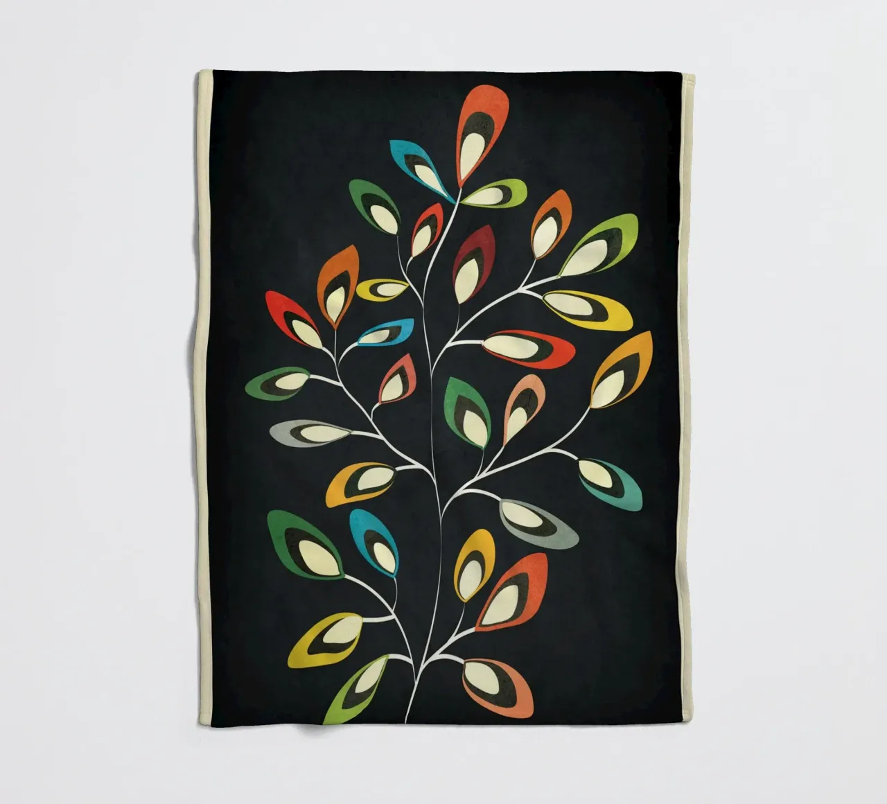 Mid-Century Abstract Flowers 05 coperta in pile da cityart