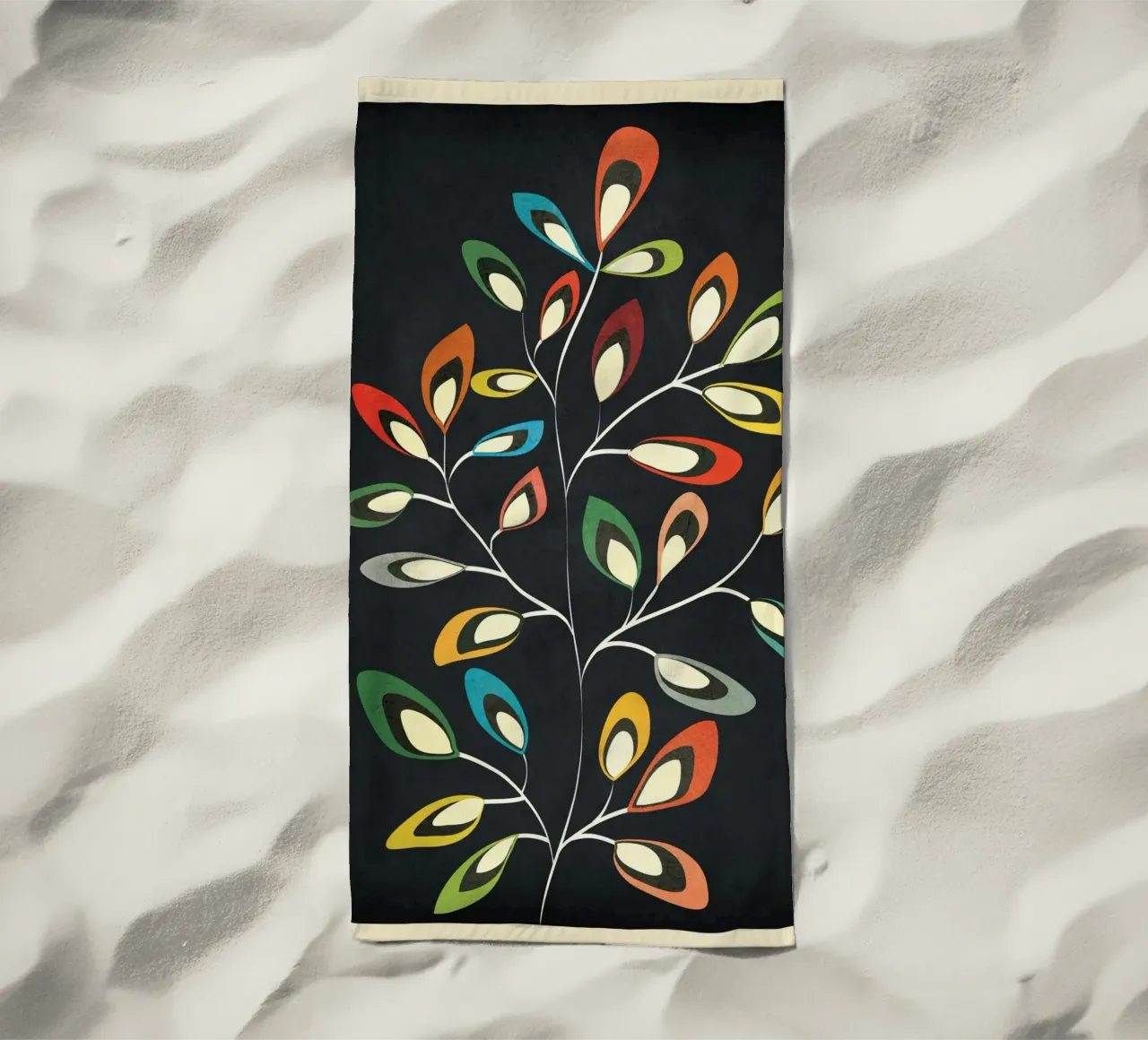 Mid-Century Abstract Flowers 05 telo mare da cityart