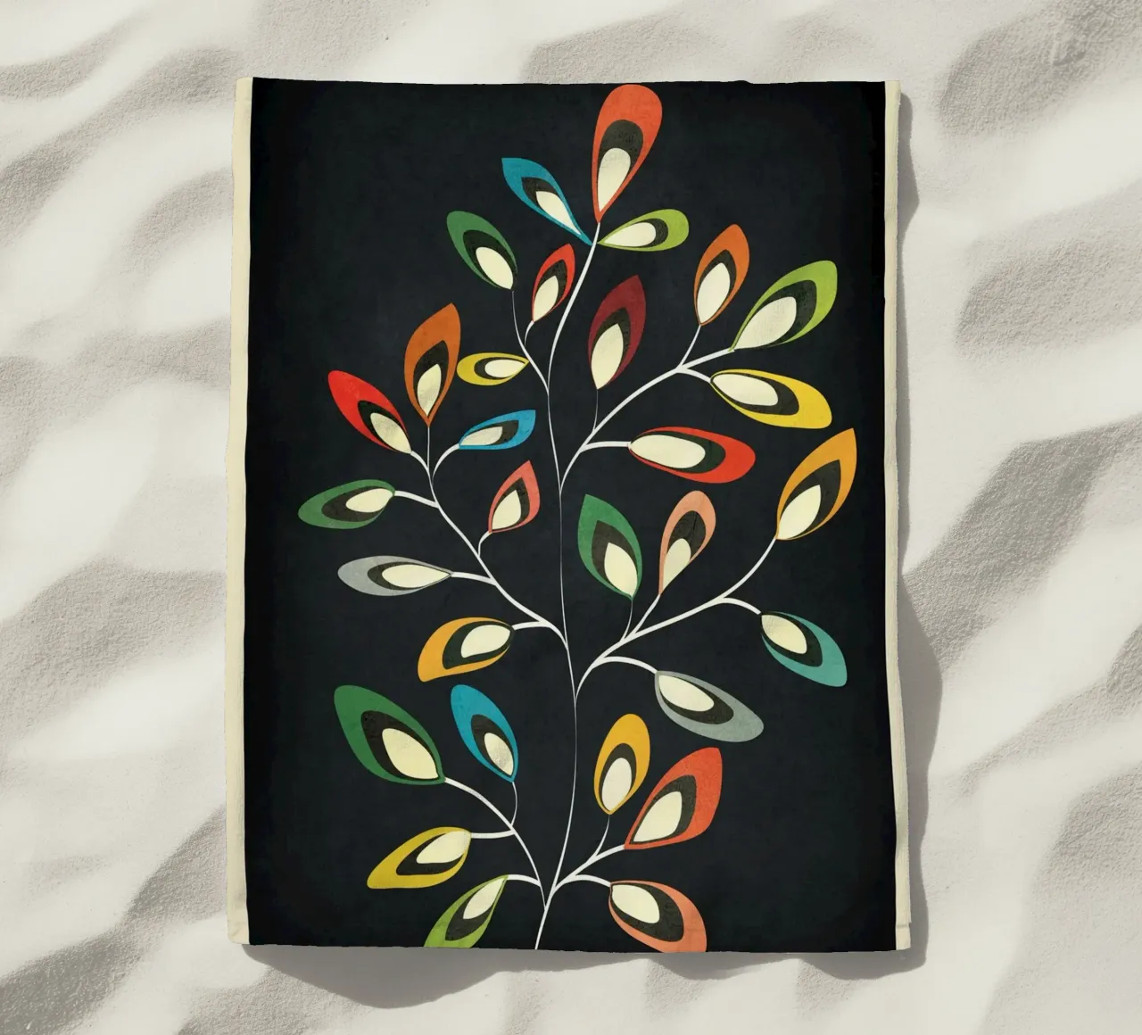 Mid-Century Abstract Flowers 05 telo mare da cityart