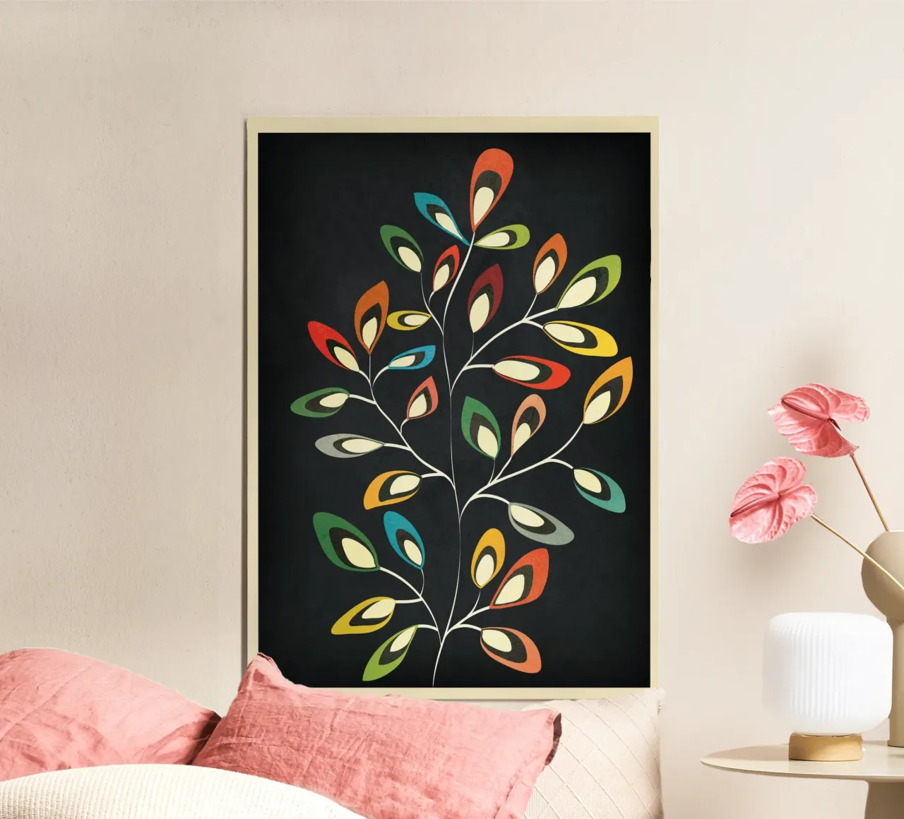 Mid-Century Abstract Flowers 05 alluminio dibond da cityart