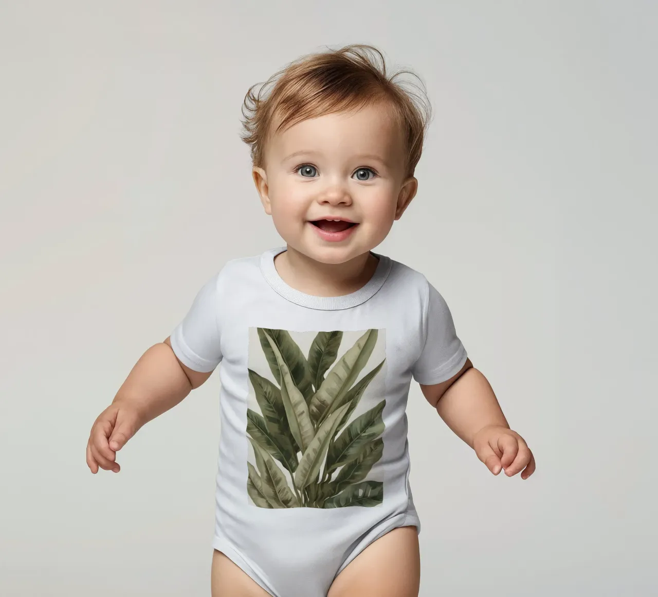 Modello di foglie di piante, pace verde body neonato maniche corte da DesignDoodle