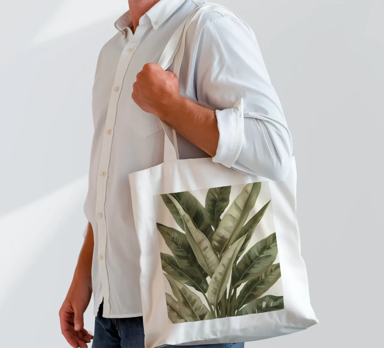 Modello di foglie di piante, pace verde borsa in juta da DesignDoodle