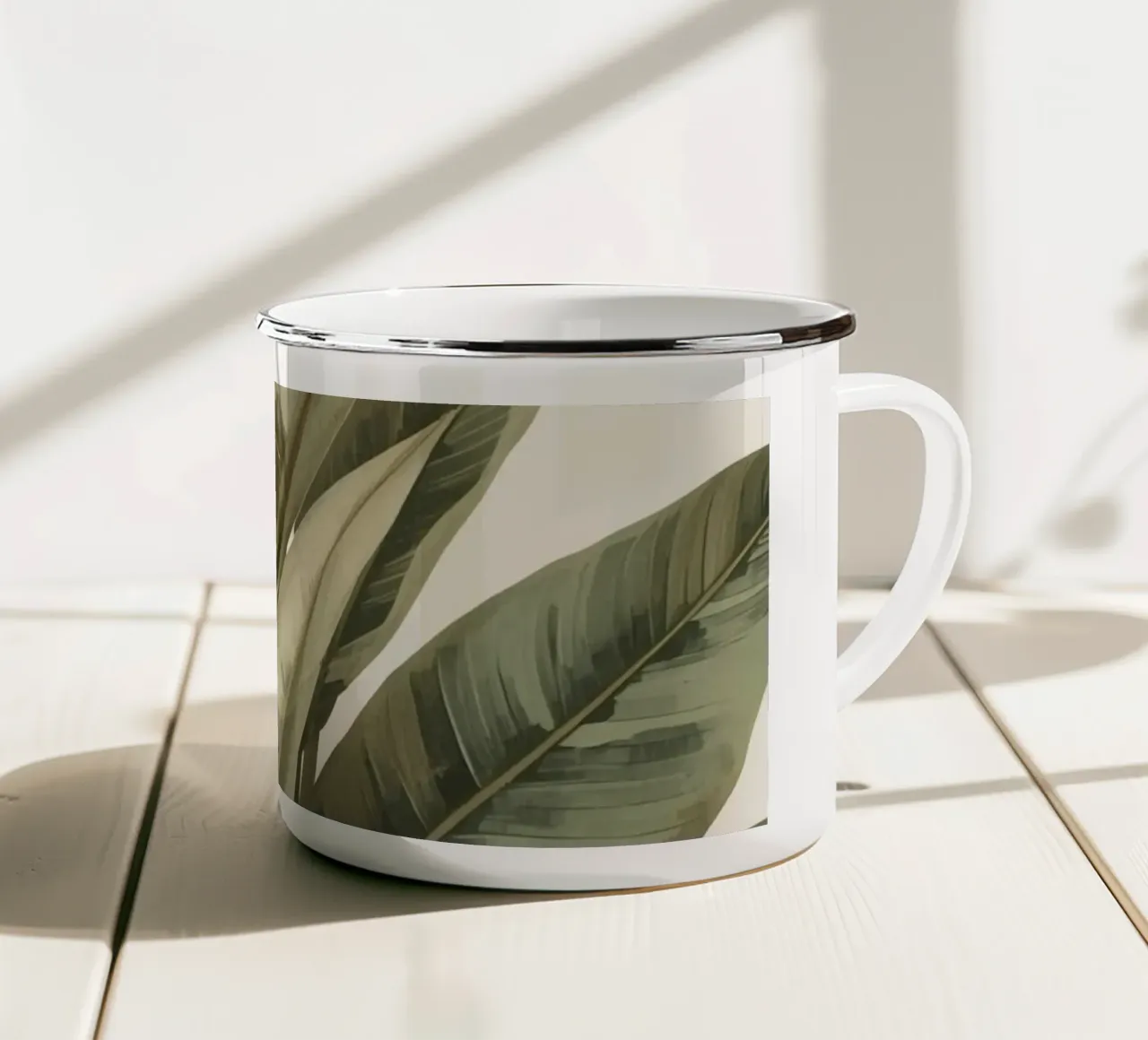 Modello di foglie di piante, pace verde tazza in smalto da DesignDoodle