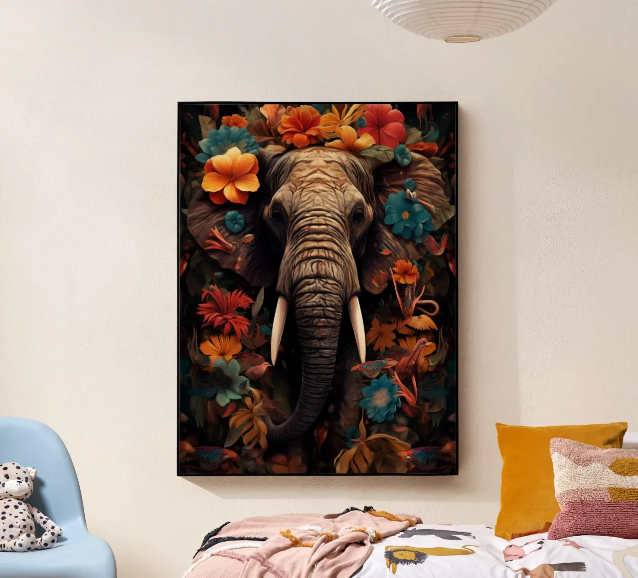 Elephant Flowers acrylic glass by Mateo