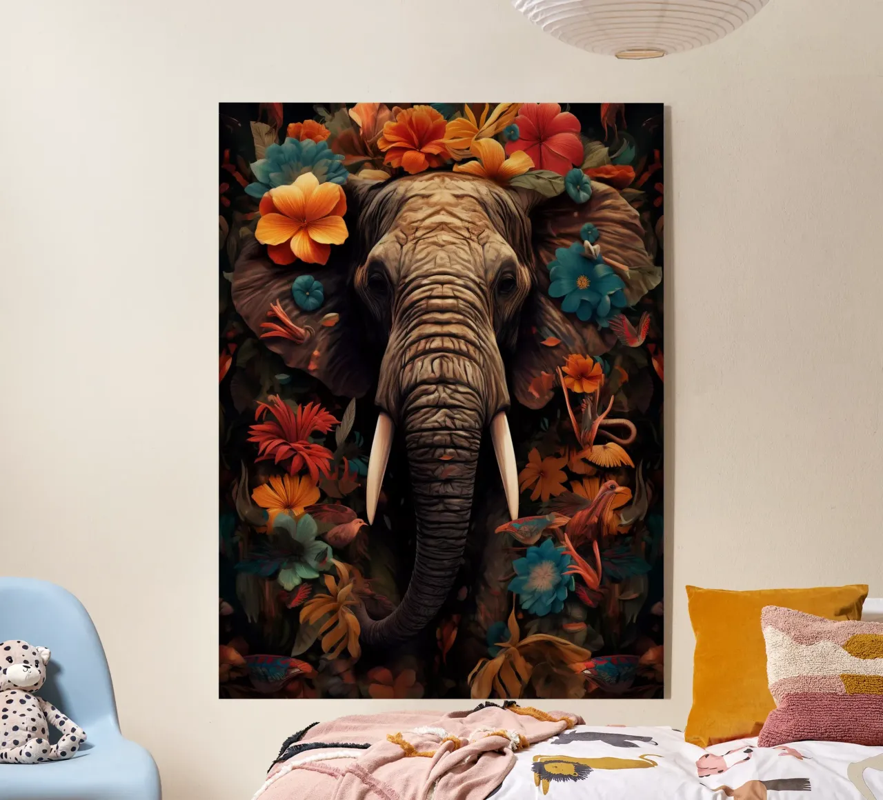 Elephant Flowers acrylic glass by Mateo