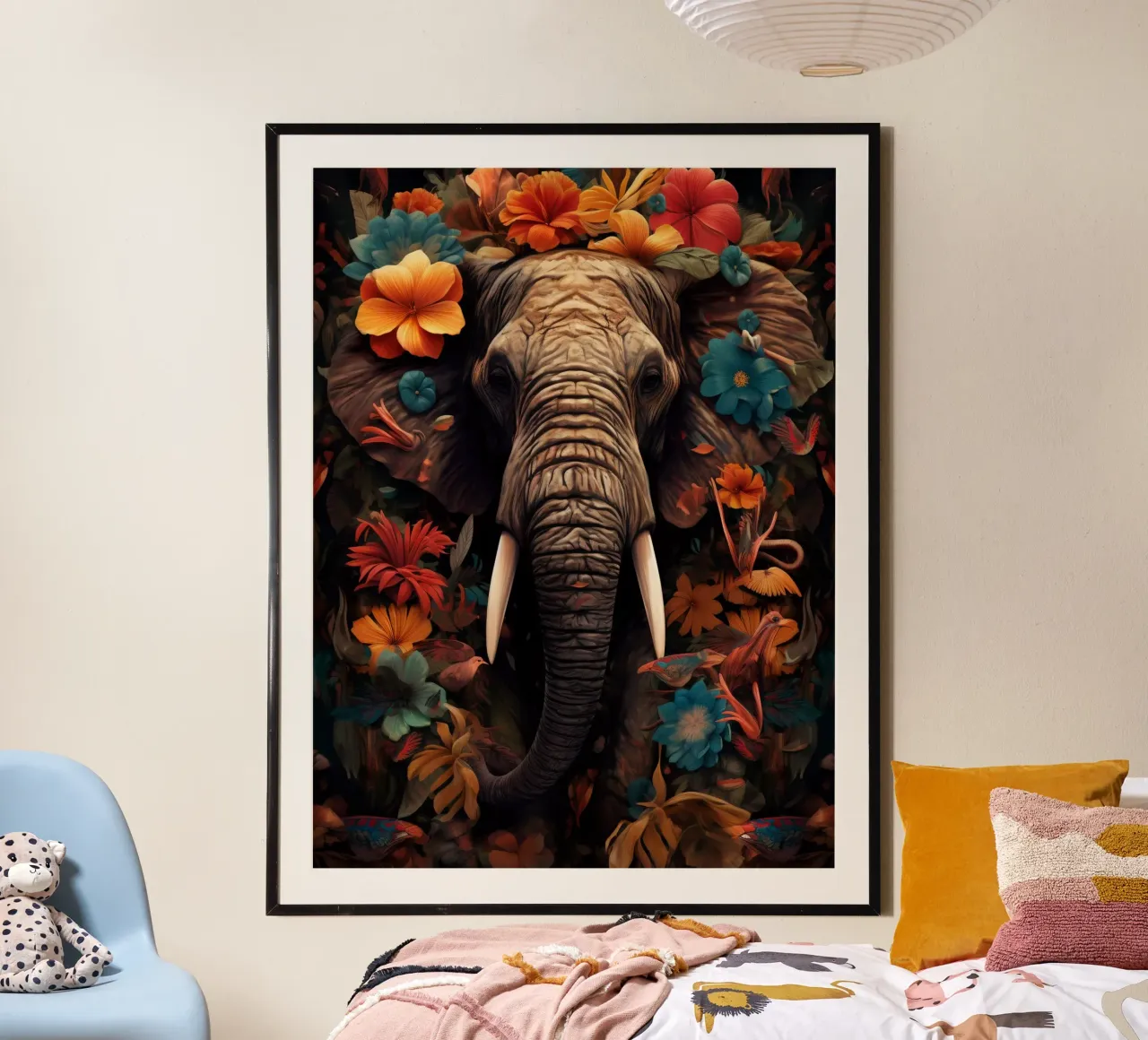 Elephant Flowers poster by Mateo