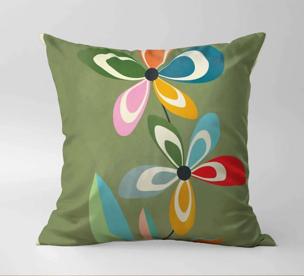 Mid-Century Abstract Flowers 06 cuscino da cityart