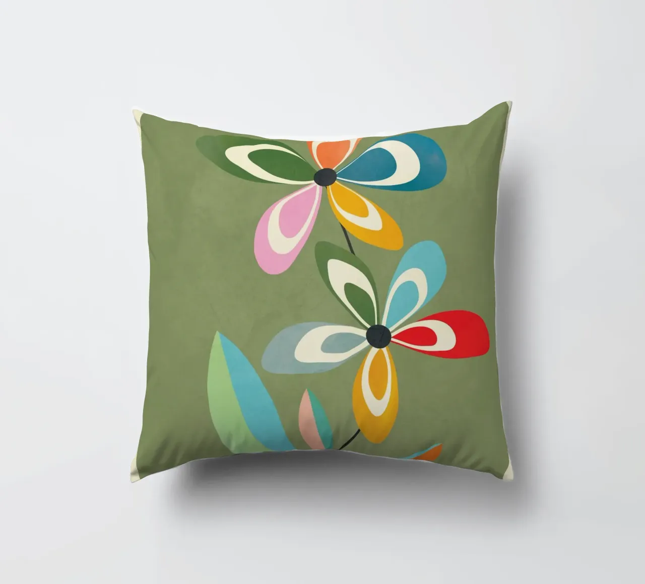 Mid-Century Abstract Flowers 06 cuscino da cityart