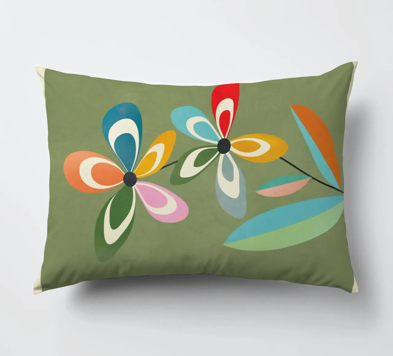 Mid-Century Abstract Flowers 06 cuscino da cityart