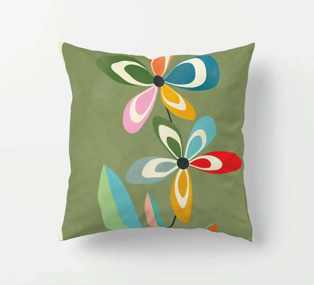 Mid-Century Abstract Flowers 06 cuscino da cityart