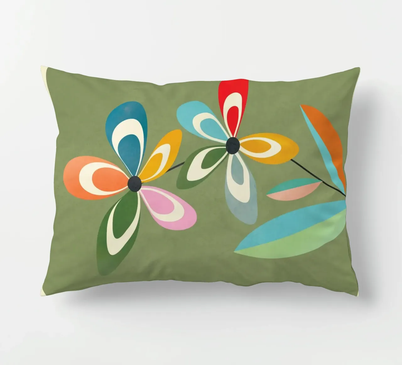 Mid-Century Abstract Flowers 06 cuscino da cityart