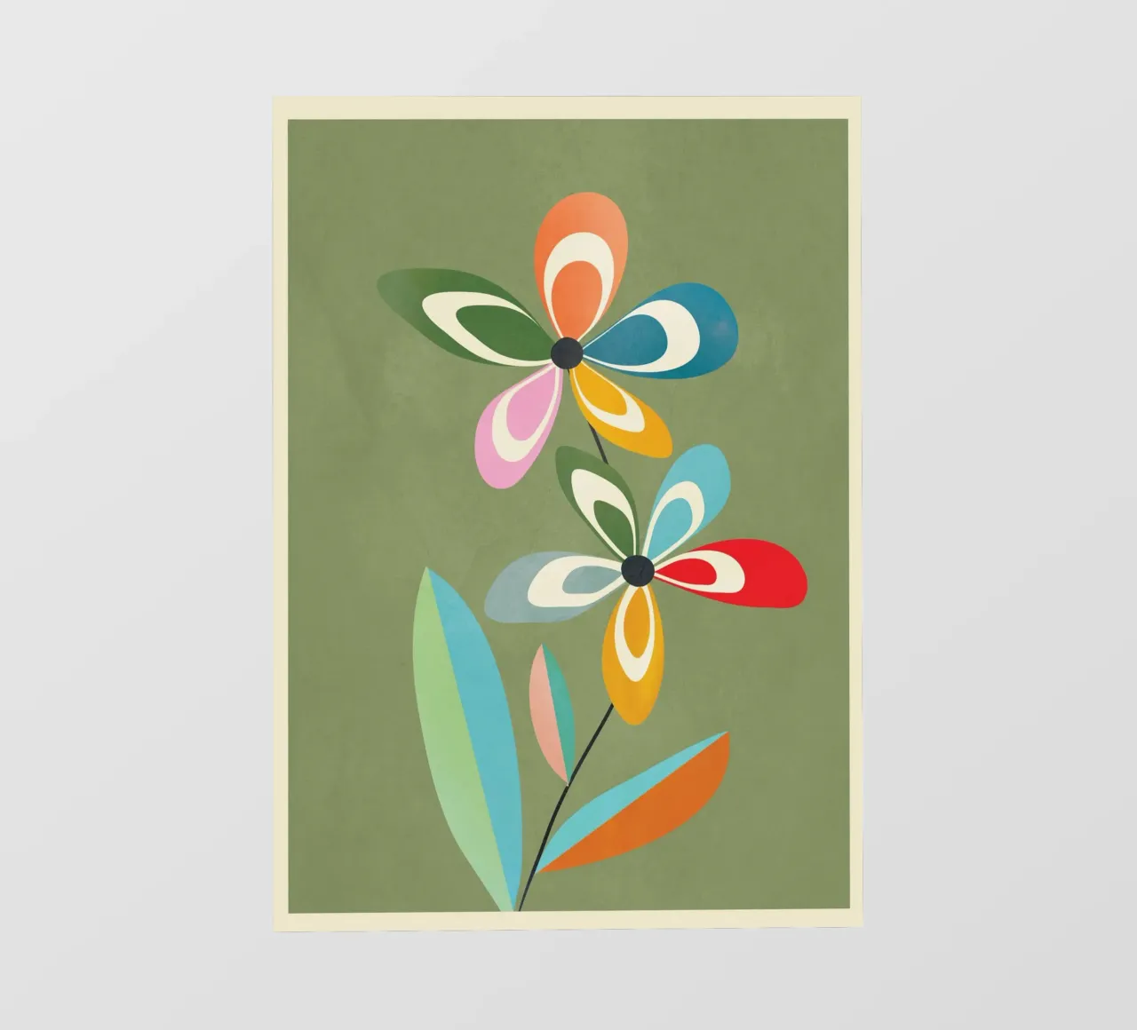 Mid-Century Abstract Flowers 06 pellicola backlit da cityart