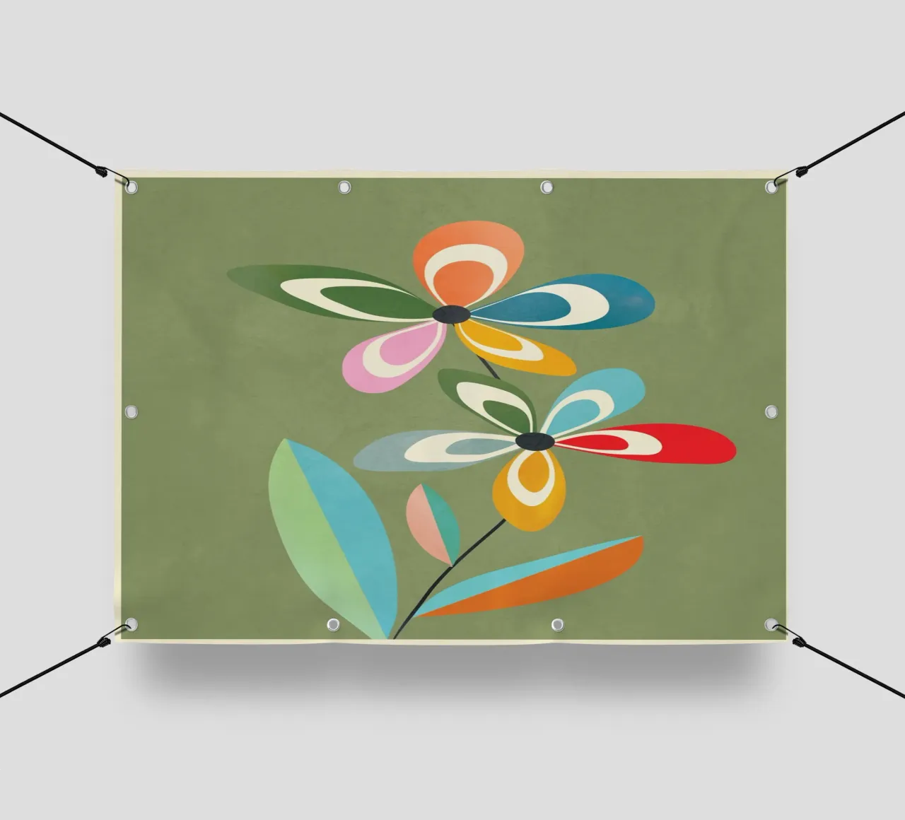 Mid-Century Abstract Flowers 06 telo in pvc da cityart