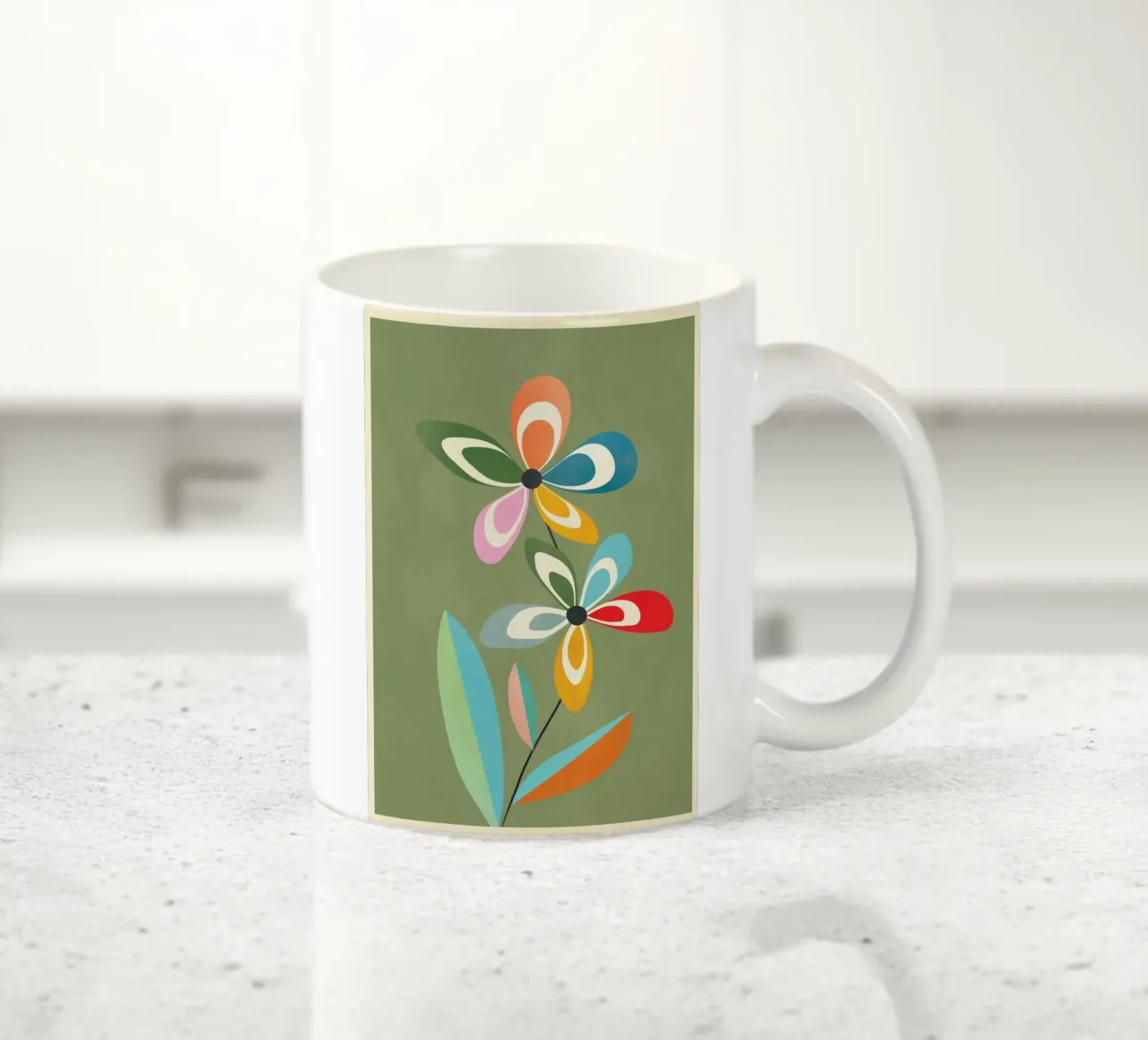 Mid-Century Abstract Flowers 06 tazza in ceramica da cityart