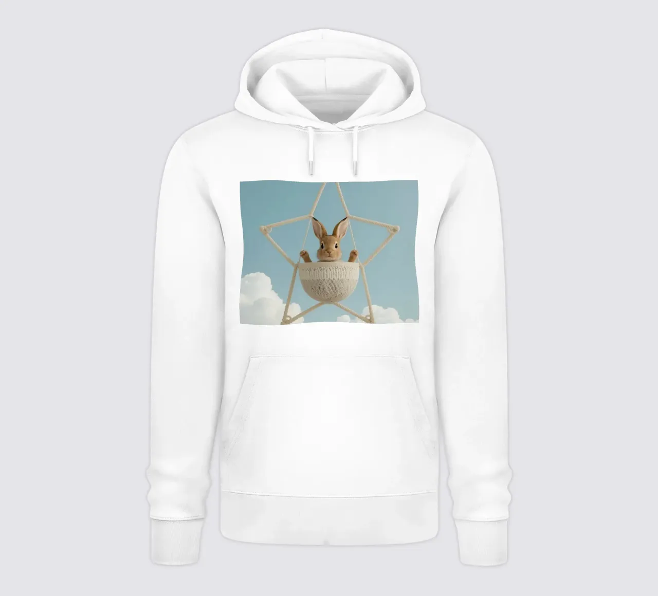 Funny Cute Rabbit in a Star-Shaped Rope Swing (lapin mignon dans une balançoire en corde en forme d'étoile) sweat à capuche de DesignDoodle