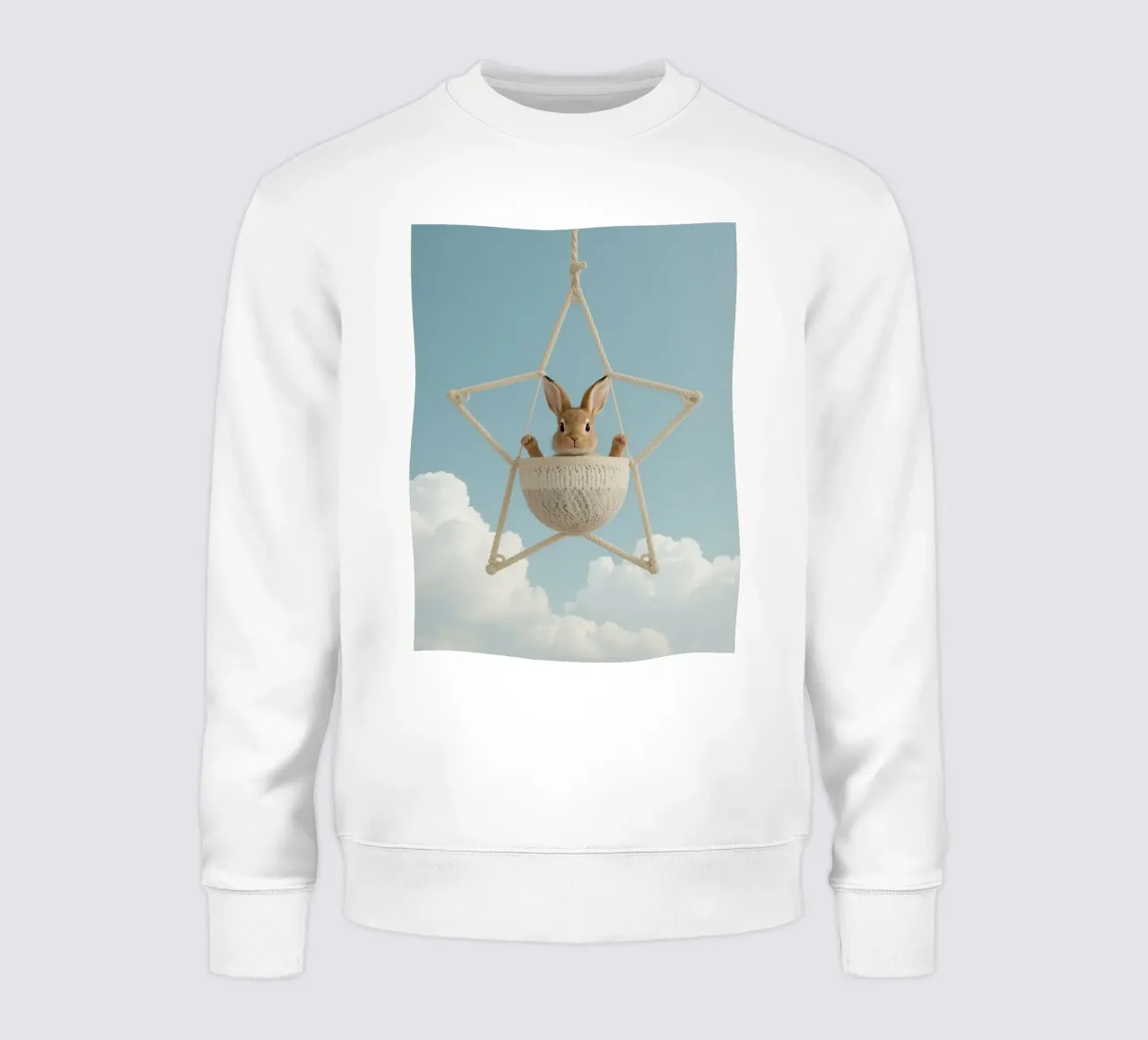 Funny Cute Rabbit in a Star-Shaped Rope Swing (lapin mignon dans une balançoire en corde en forme d'étoile) sweat de DesignDoodle