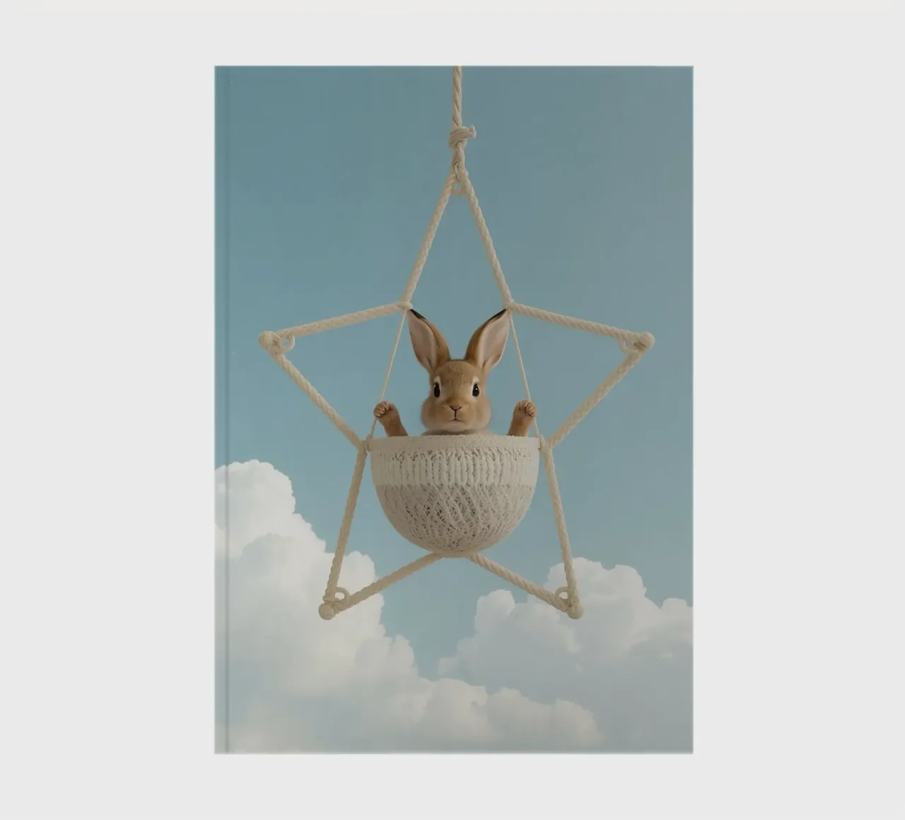 Funny Cute Rabbit in a Star-Shaped Rope Swing (lapin mignon dans une balançoire en corde en forme d'étoile) carnet de notes de DesignDoodle