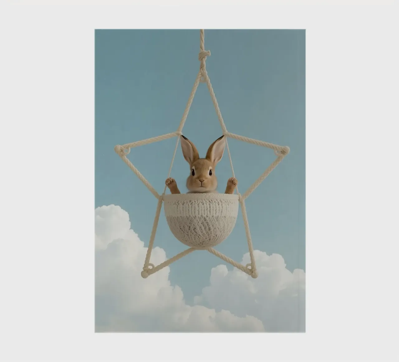 Funny Cute Rabbit in a Star-Shaped Rope Swing (lapin mignon dans une balançoire en corde en forme d'étoile) carnet de notes de DesignDoodle