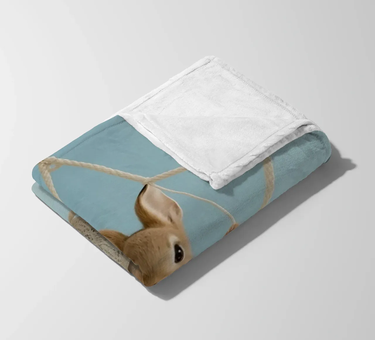 Funny Cute Rabbit in a Star-Shaped Rope Swing (lapin mignon dans une balançoire en corde en forme d'étoile) plaid polaire de DesignDoodle