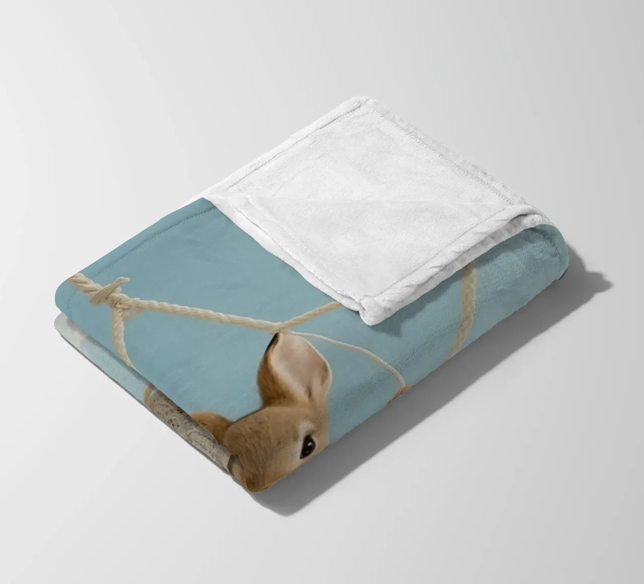 Funny Cute Rabbit in a Star-Shaped Rope Swing (lapin mignon dans une balançoire en corde en forme d'étoile) plaid polaire de DesignDoodle