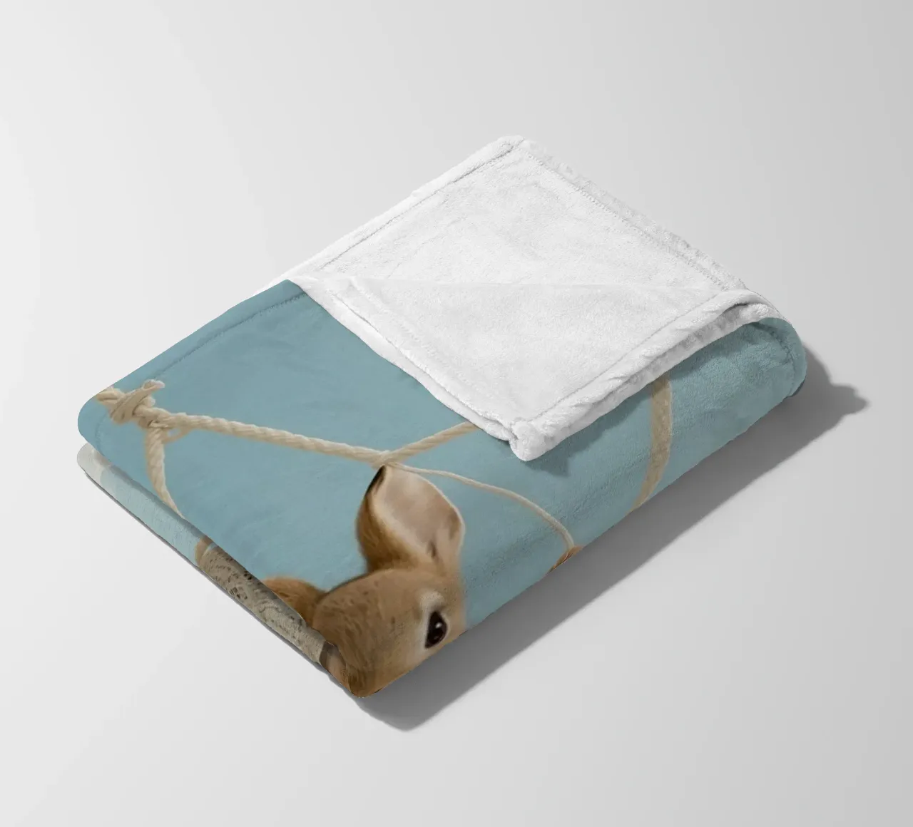 Funny Cute Rabbit in a Star-Shaped Rope Swing (lapin mignon dans une balançoire en corde en forme d'étoile) plaid polaire de DesignDoodle