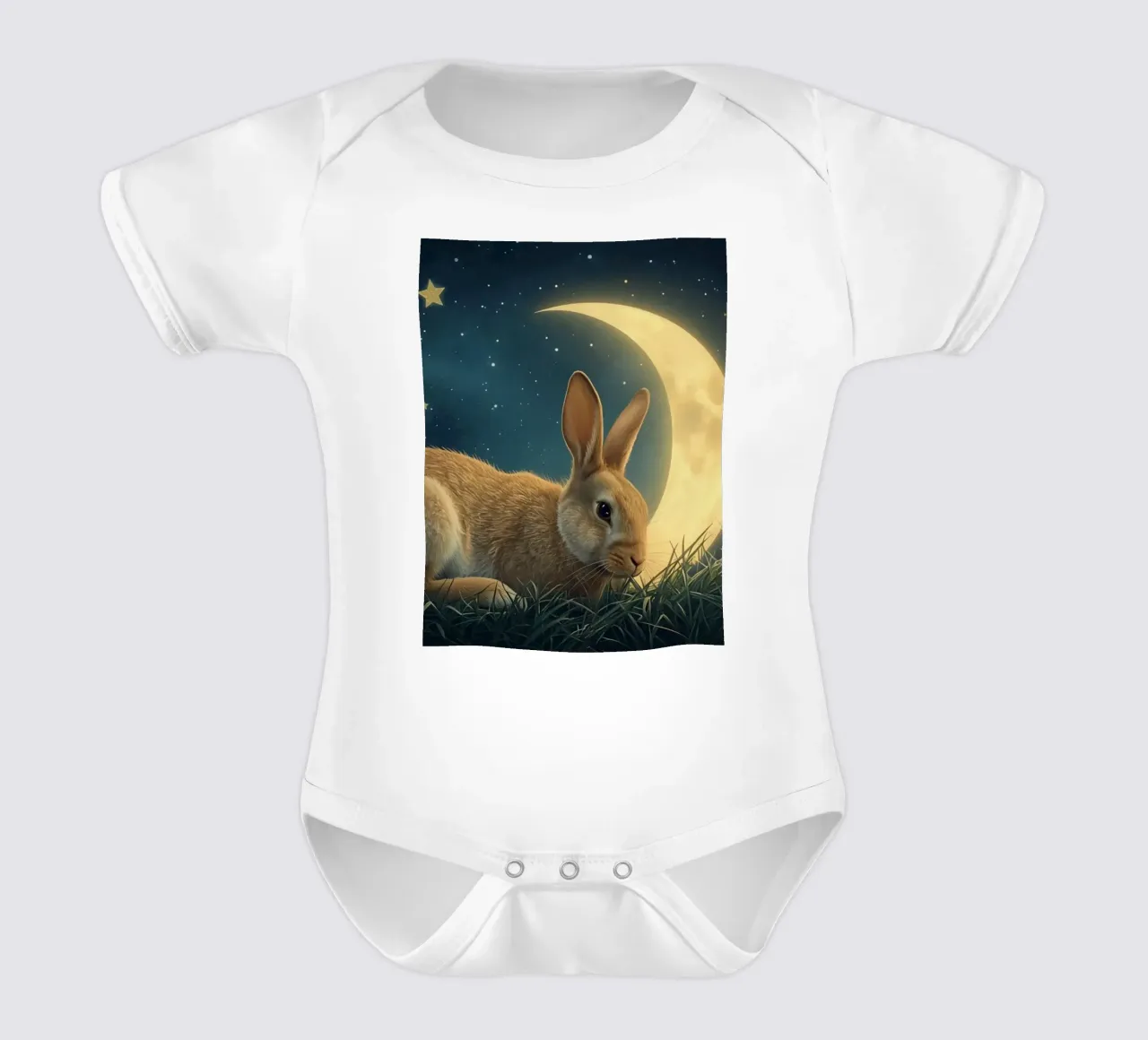 Mignon lapin dans l'herbe sous un ciel étoilé au clair de lune body bébé de DesignDoodle