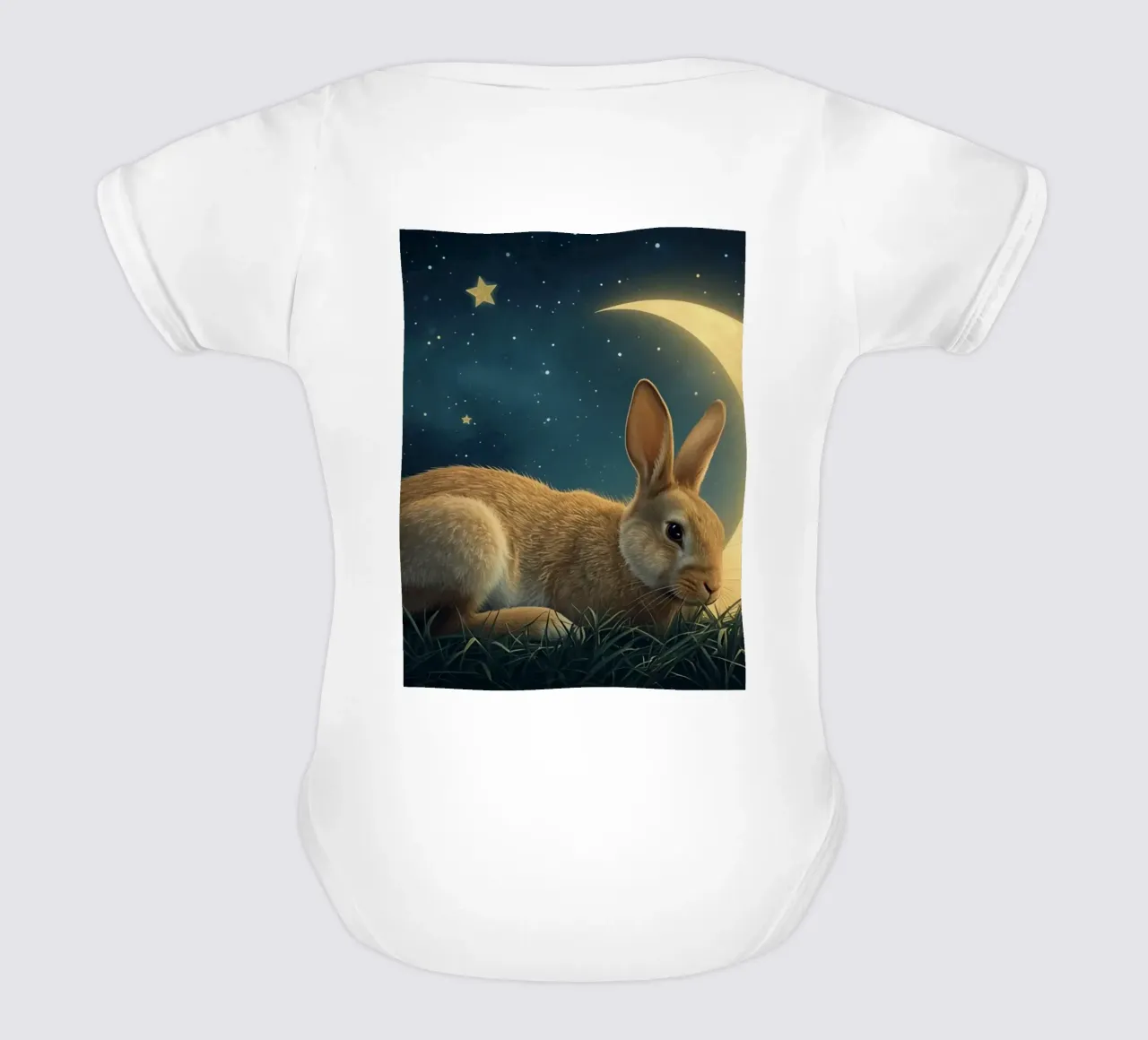 Mignon lapin dans l'herbe sous un ciel étoilé au clair de lune body bébé de DesignDoodle