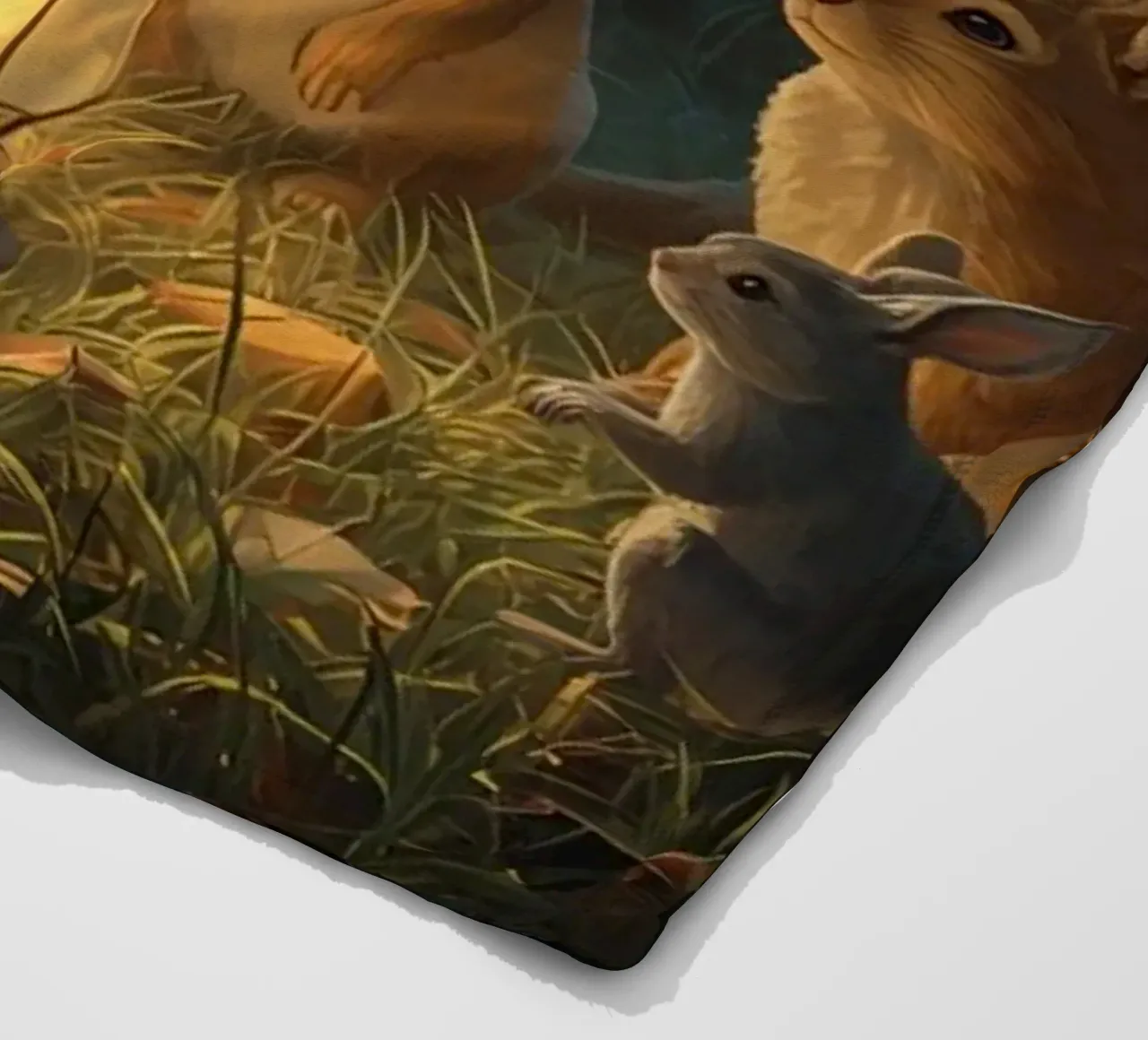 Rabbits and Squirrels Around Lantern For Story Time fleece blanket by DesignDoodle