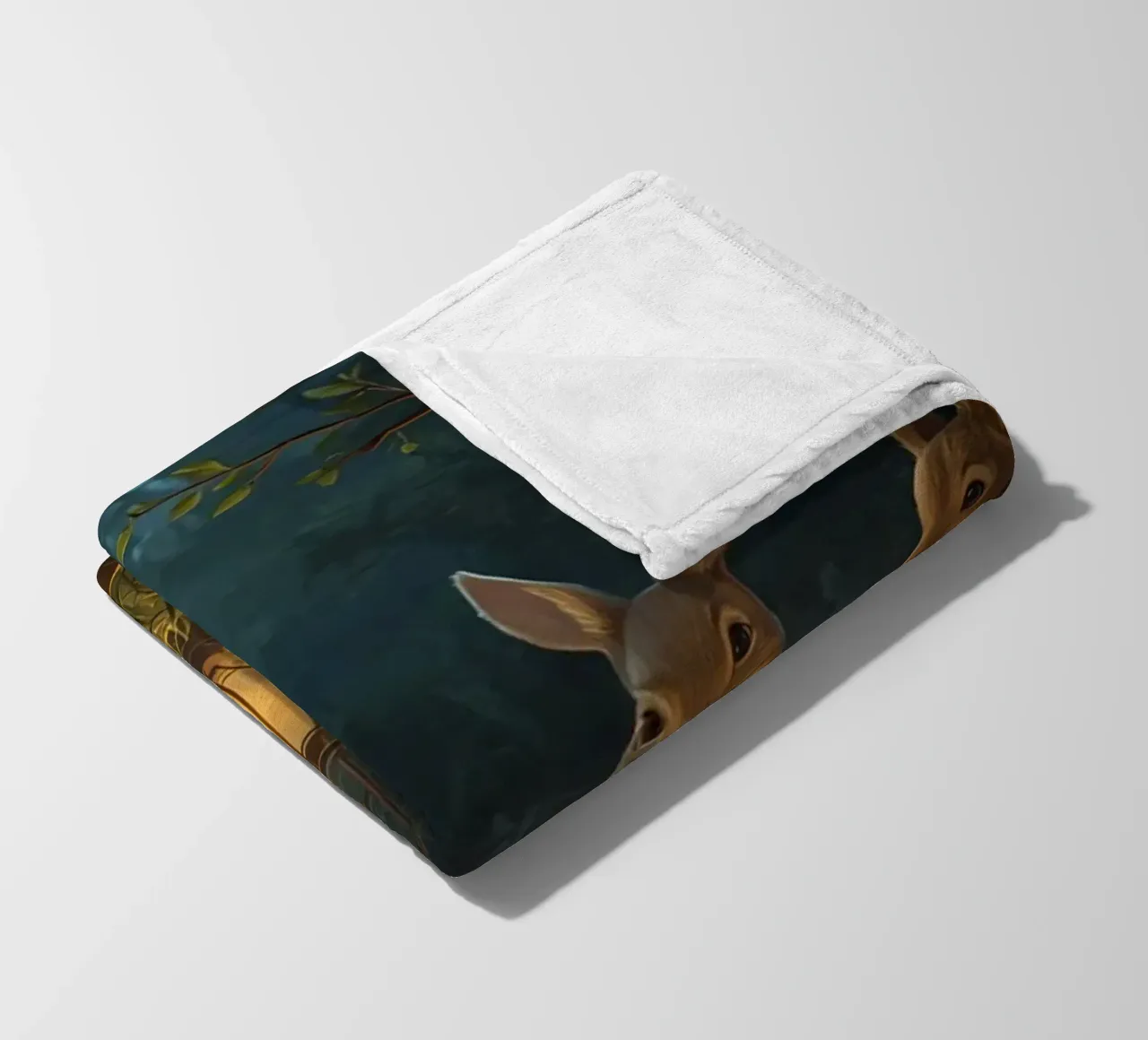 Rabbits and Squirrels Around Lantern For Story Time fleece blanket by DesignDoodle