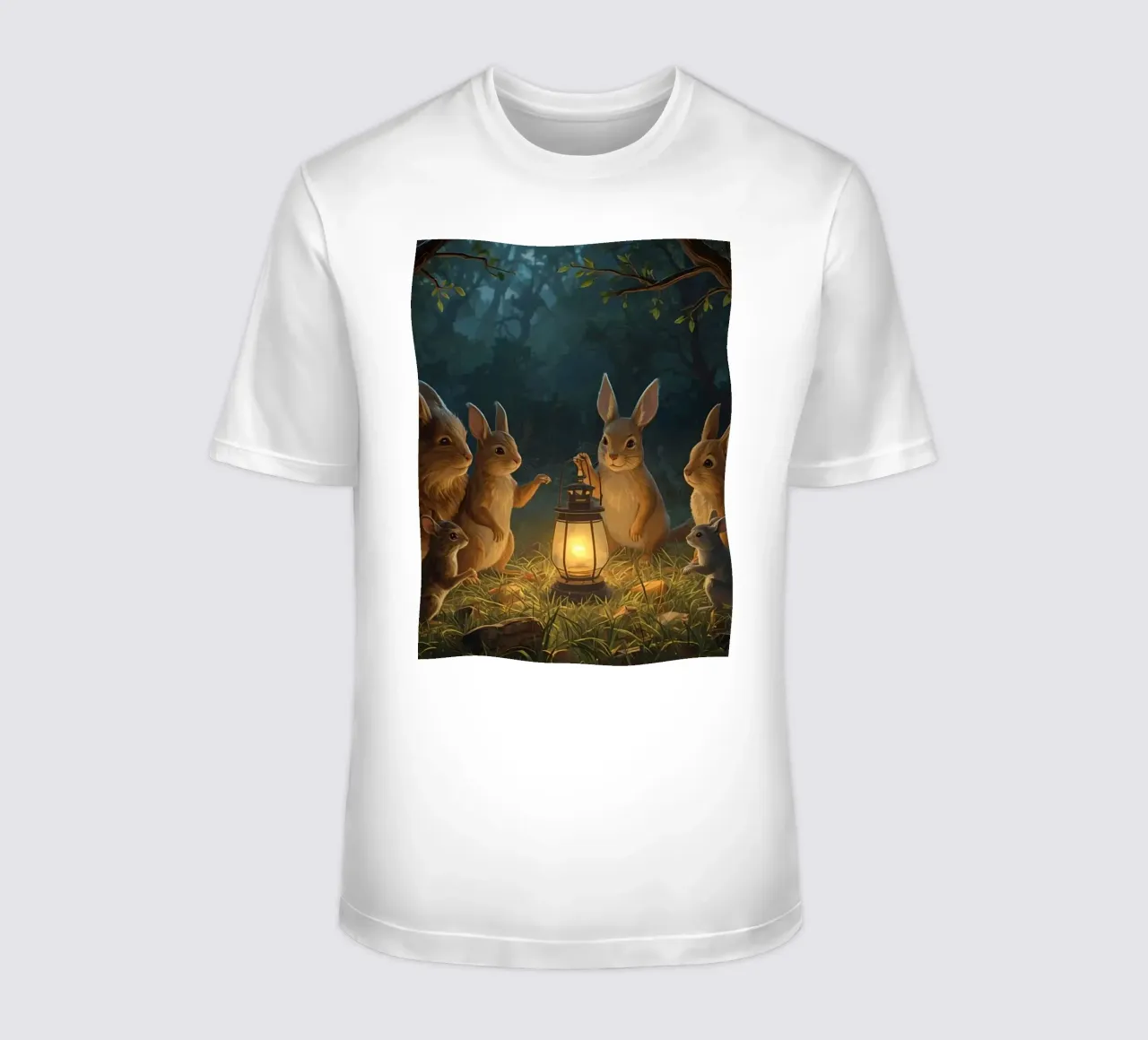 Rabbits and Squirrels Around Lantern For Story Time t-shirt by DesignDoodle