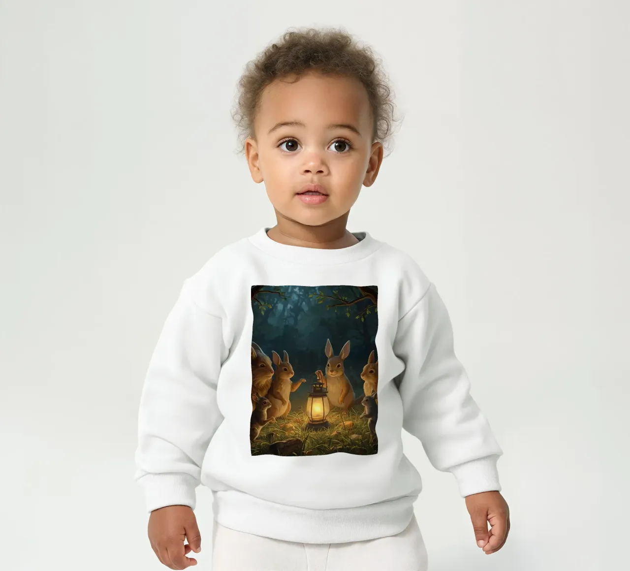 Conejos y ardillas en torno a un farol para la hora del cuento sudadera de bebé de DesignDoodle