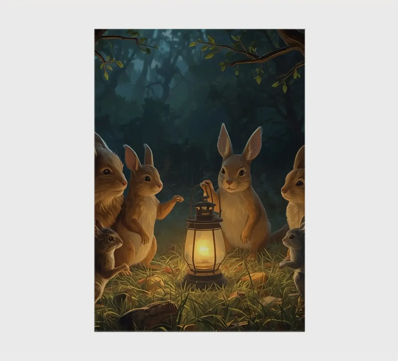 Rabbits and Squirrels Around Lantern For Story Time notebook by DesignDoodle