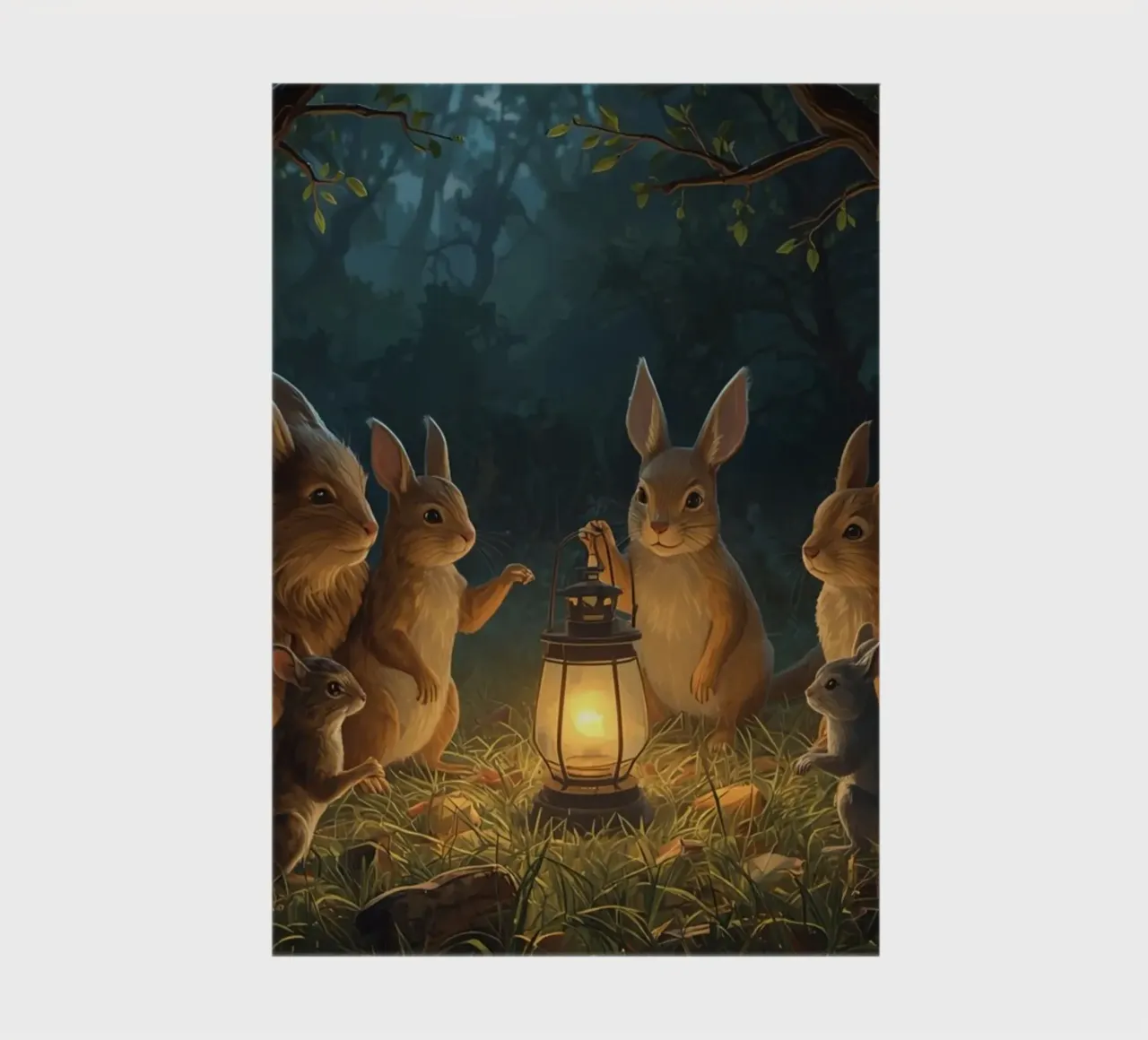 Rabbits and Squirrels Around Lantern For Story Time notebook by DesignDoodle