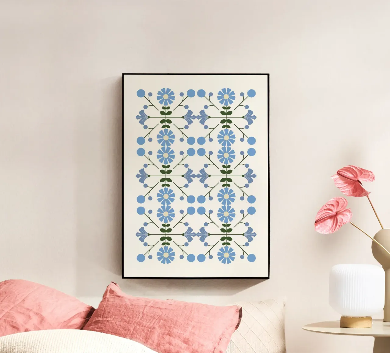Scandinavian floral pattern metacrilato de PinkCandyWalls