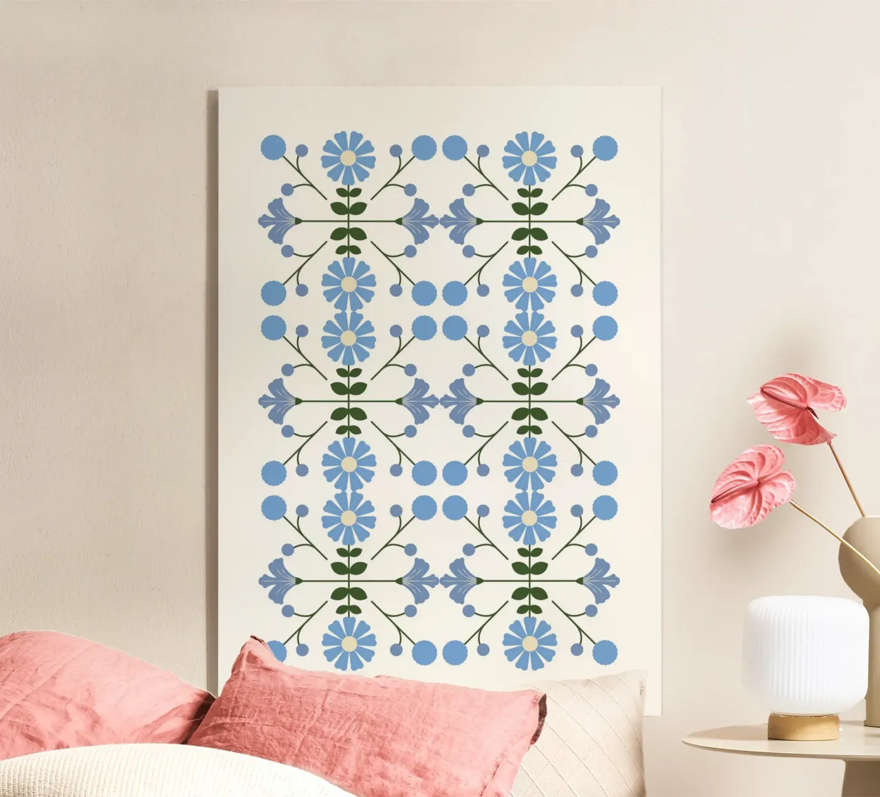 Scandinavian floral pattern metacrilato de PinkCandyWalls