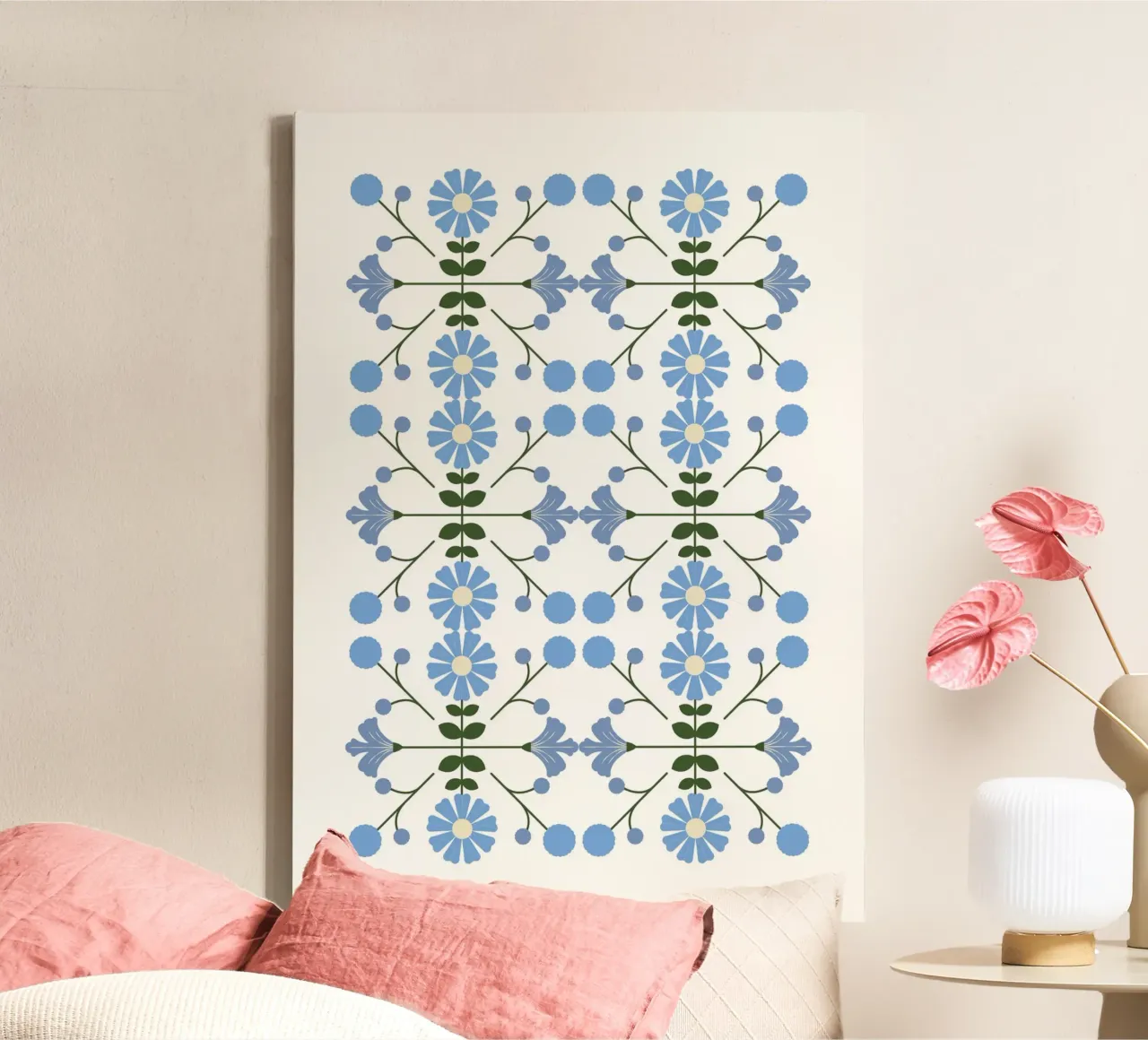 Scandinavian floral pattern tela da PinkCandyWalls