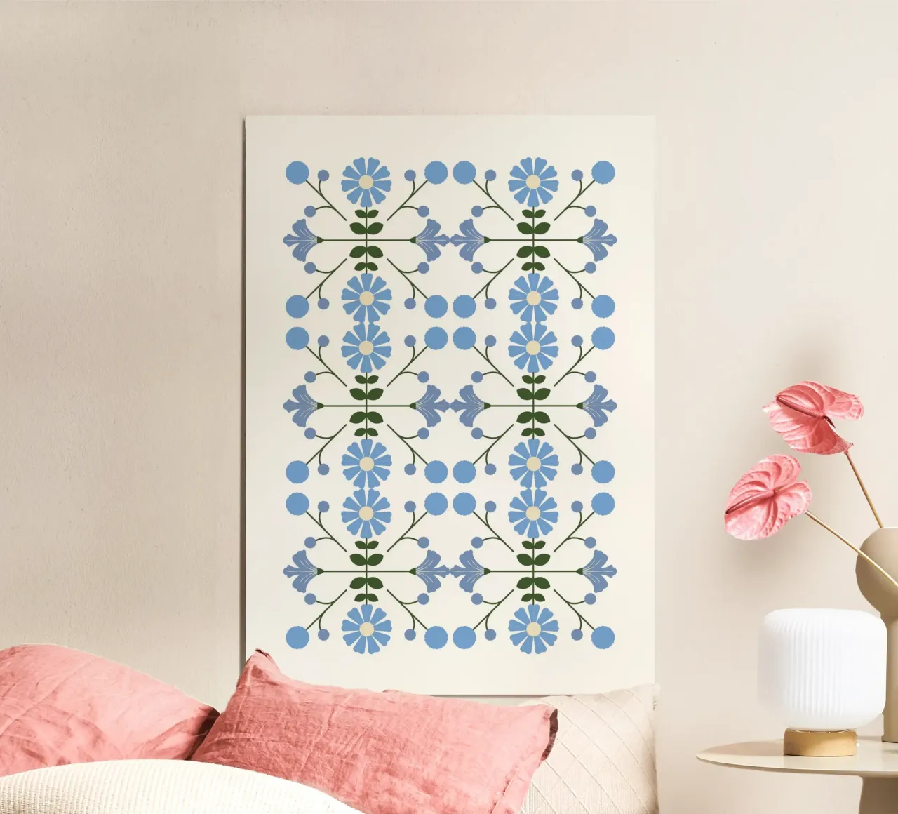 Scandinavian floral pattern carta hahnemühle da PinkCandyWalls