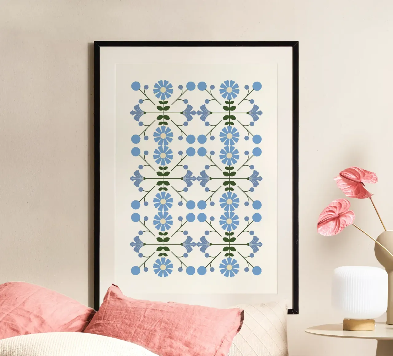 Scandinavian floral pattern carta hahnemühle da PinkCandyWalls