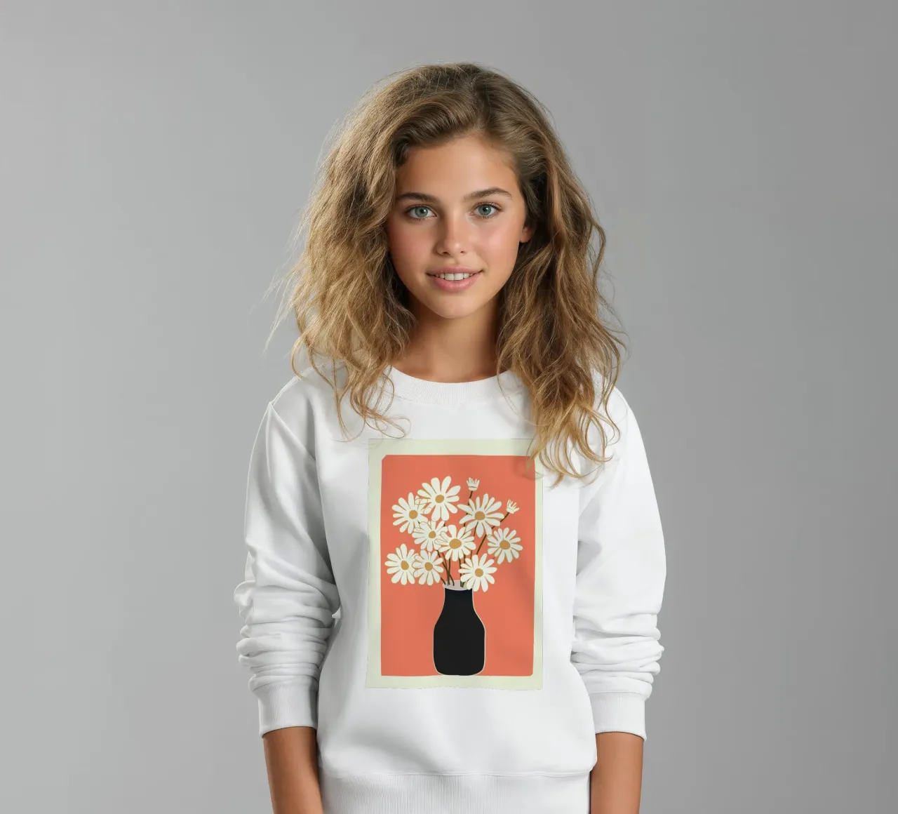 White Daisy Bouquets in Vase 2 felpa bambino da cityart