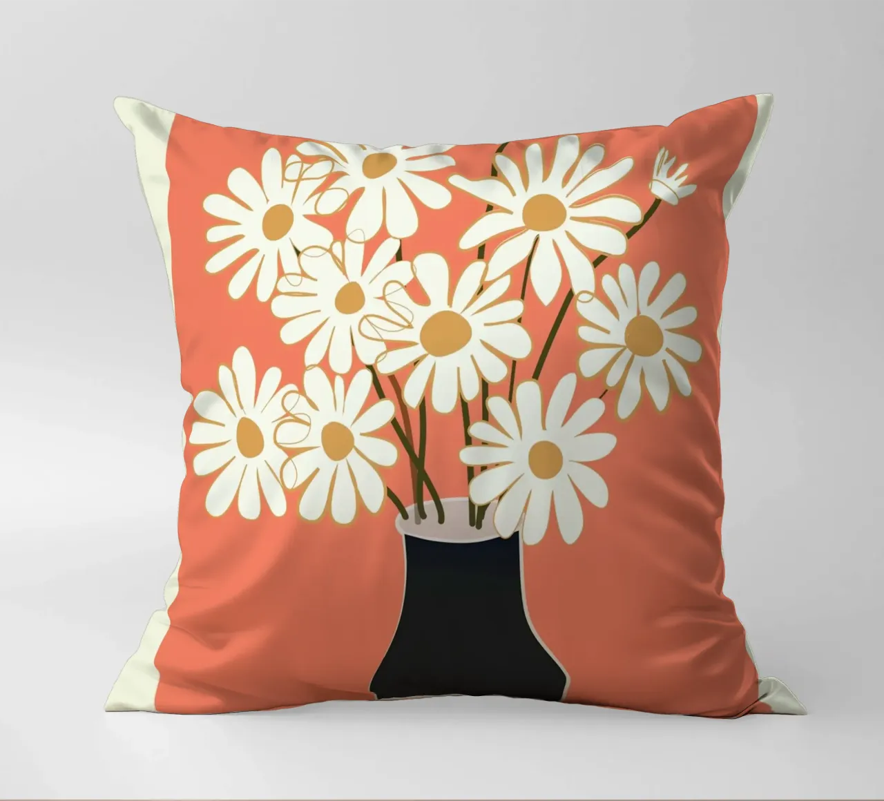 White Daisy Bouquets in Vase 2 cuscino da cityart