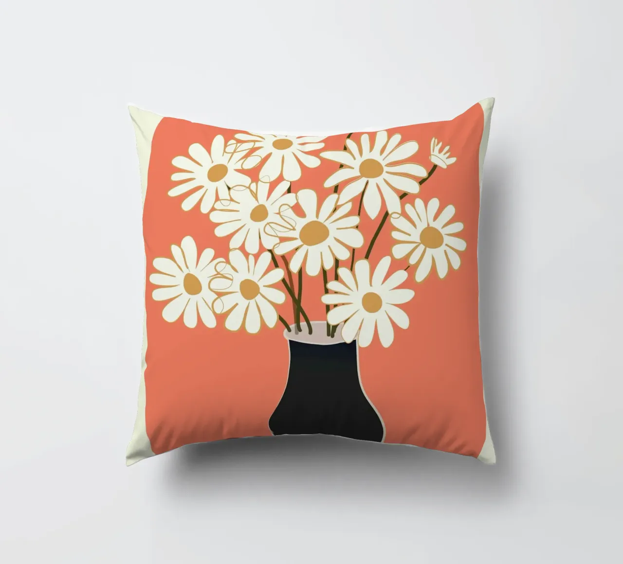 White Daisy Bouquets in Vase 2 cuscino da cityart