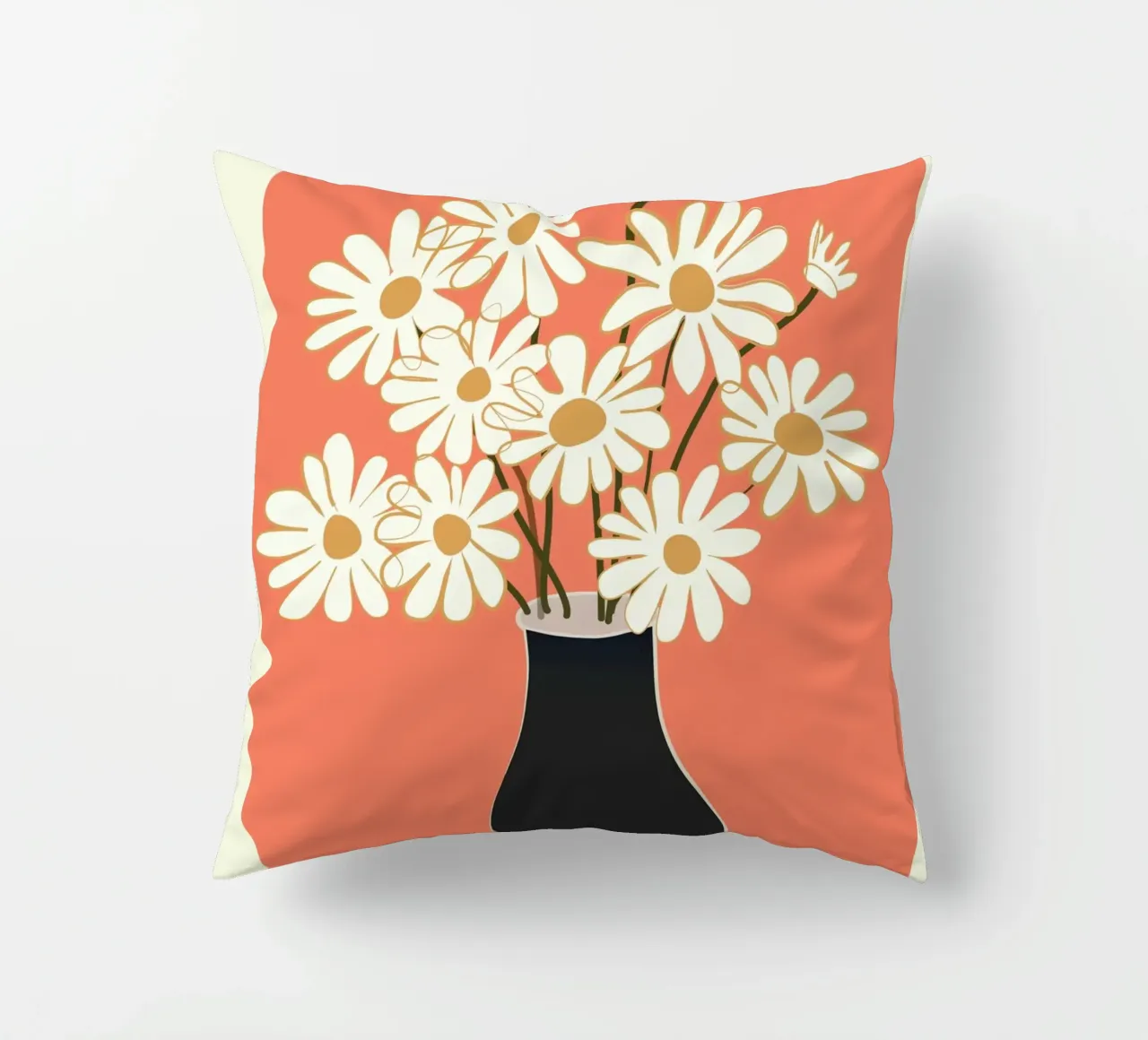White Daisy Bouquets in Vase 2 cuscino da cityart