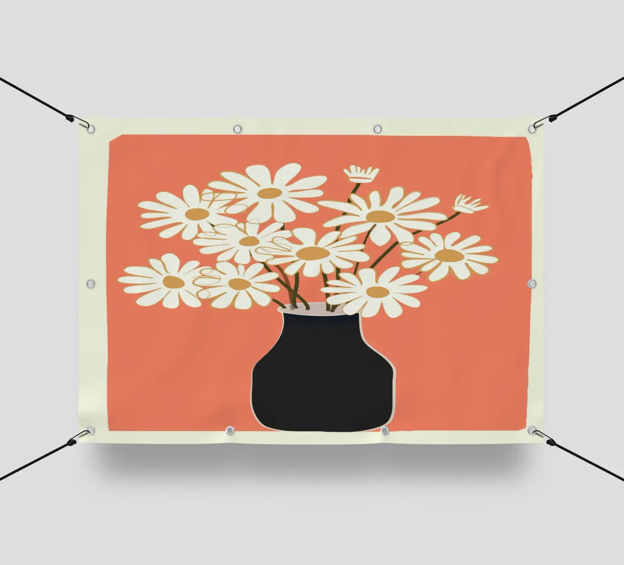 White Daisy Bouquets in Vase 2 telo in pvc da cityart