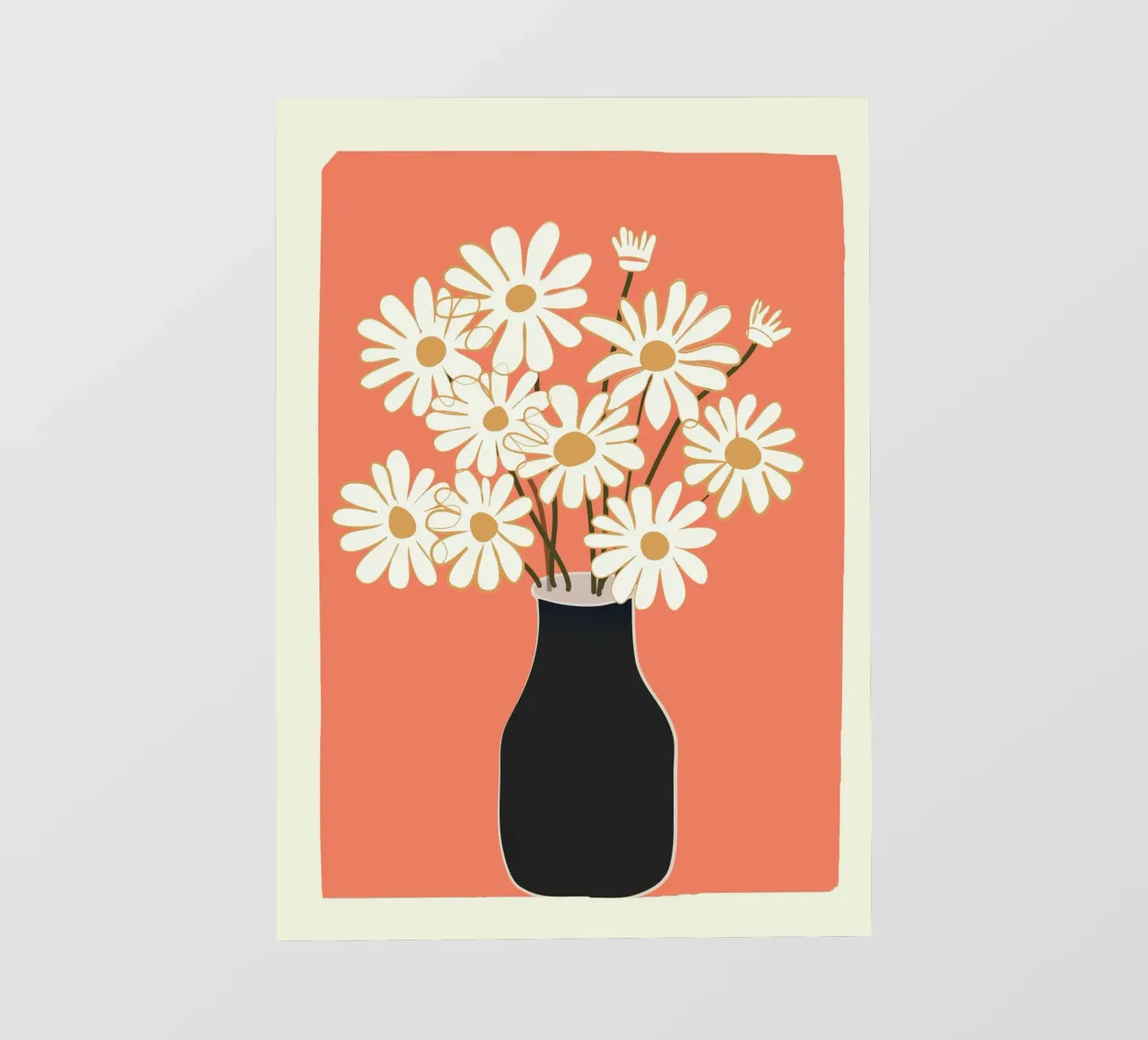 White Daisy Bouquets in Vase 2 telo in pvc da cityart