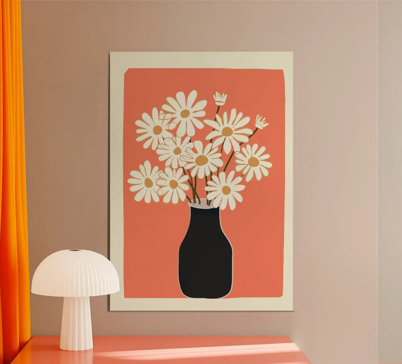 White Daisy Bouquets in Vase 2 carta hahnemühle da cityart