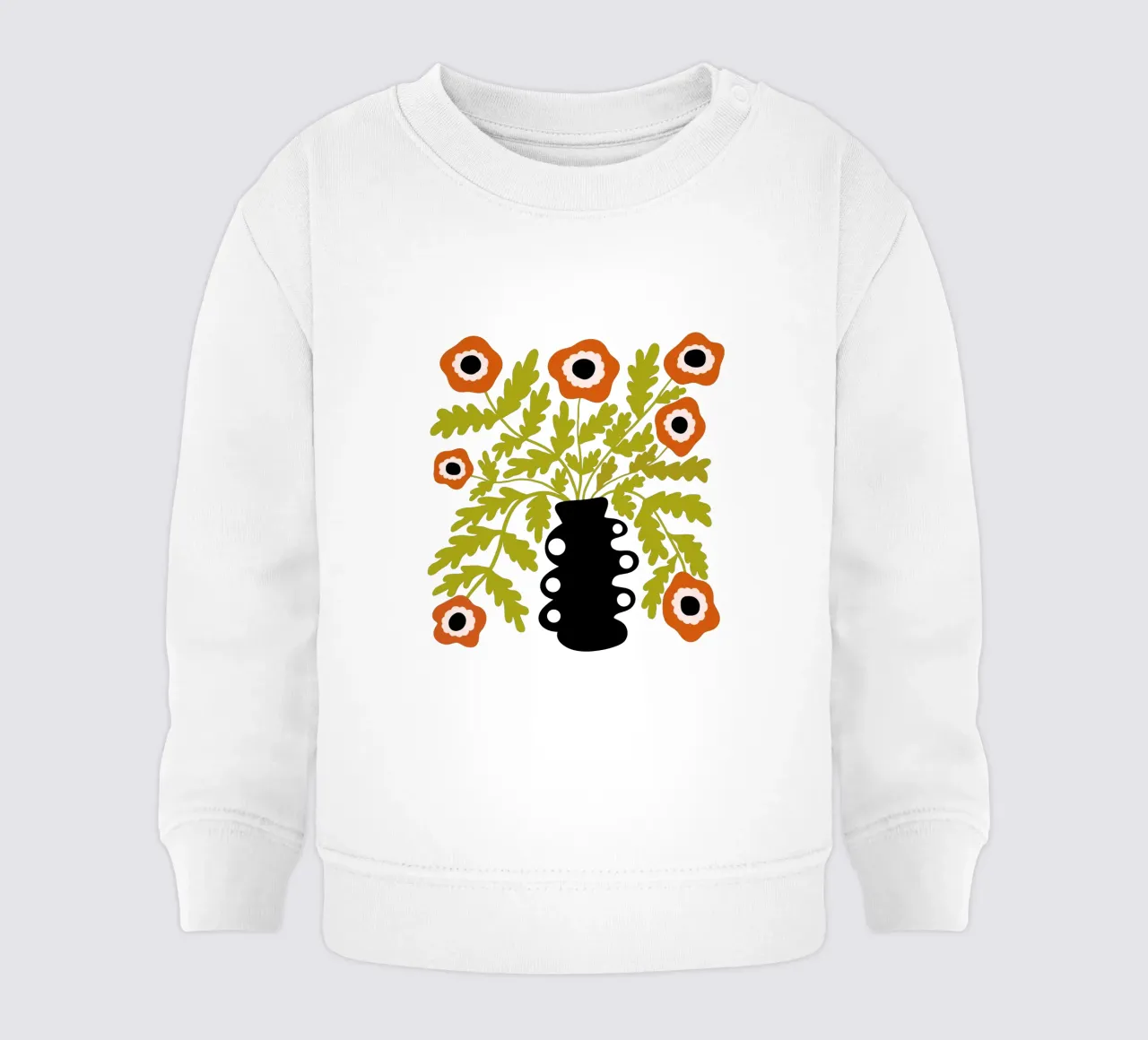Eclectic Modern Retro Orange Flowers in Vase felpa neonato da TijanaArtStudio88