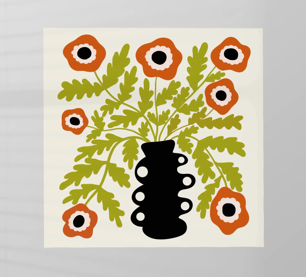 Eclectic Modern Retro Orange Flowers in Vase pellicola backlit da TijanaArtStudio88