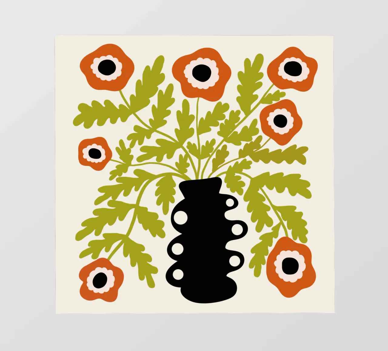 Eclectic Modern Retro Orange Flowers in Vase pellicola backlit da TijanaArtStudio88