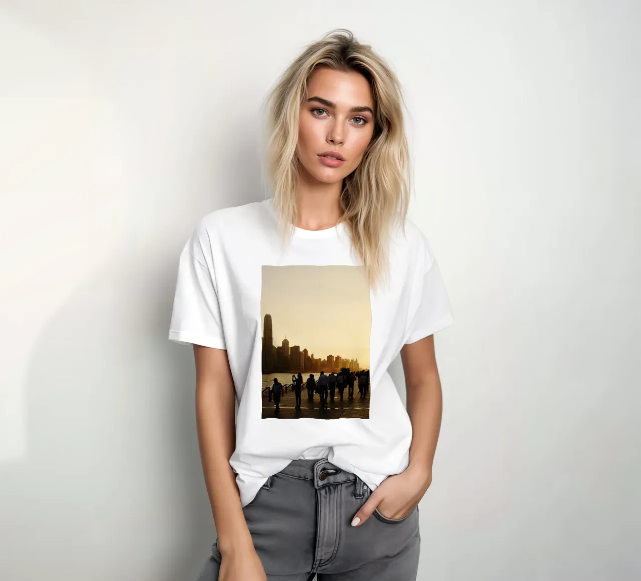 Hong Kong, tramonto, Cina t-shirt da fotokunst