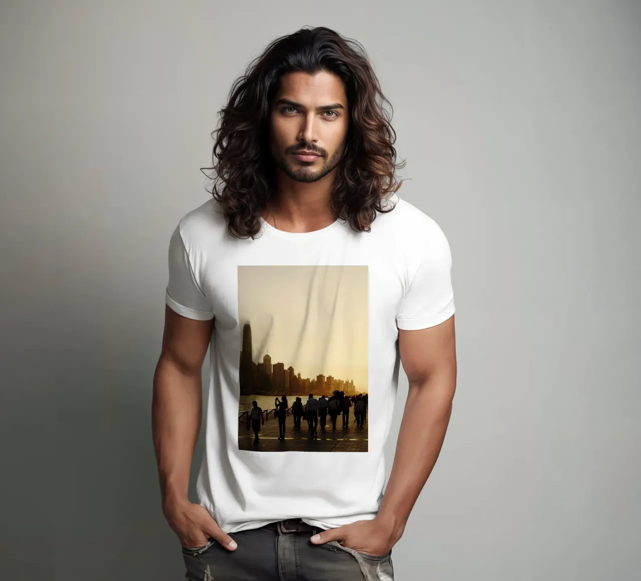 Hong Kong, tramonto, Cina t-shirt da fotokunst